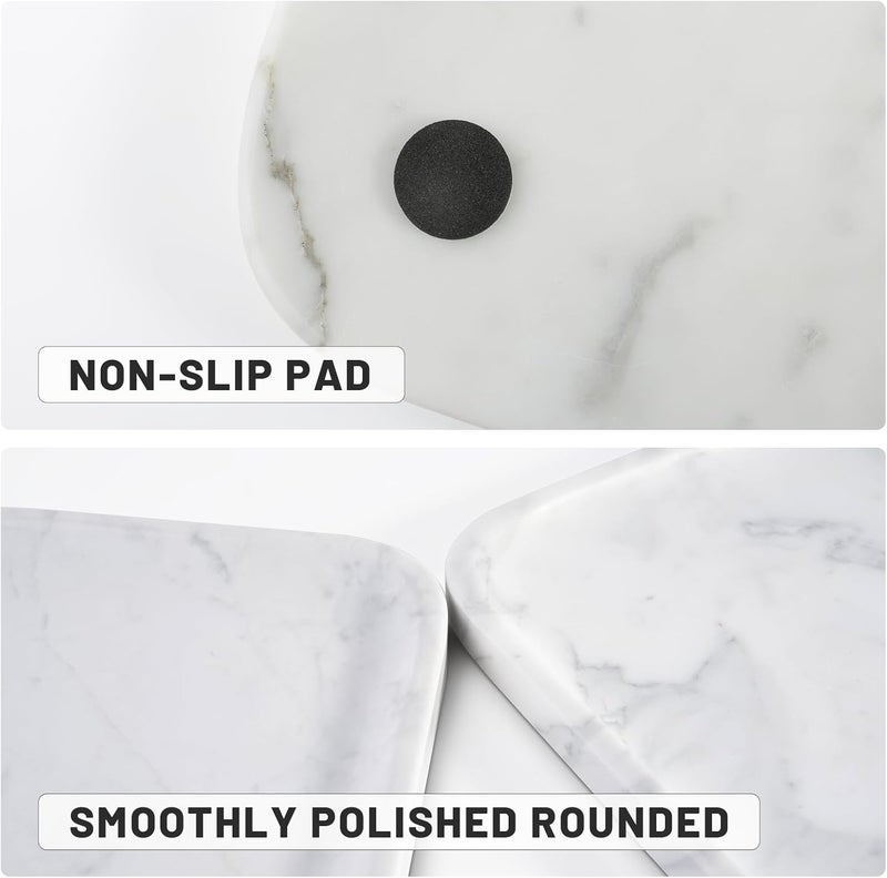 karibiber Statuario Marble Vanity Tray - Decorative Organizer for Bathroom Countertop, Dresser, Kitchen Sink - Image 2
